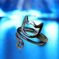 Slatka izdubljena mačja prstena čvrsto podesivi prsten za žene