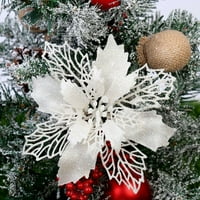 Božićna Poinsettia Glitter cvjetni stablo Viseća zabava Xmas Decor White