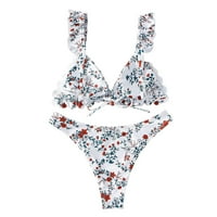 Kupaći kostimi cvjetni print vrat v bikini visoka dva kupaće kostimu, odjeća za plažu odsječene kupaće