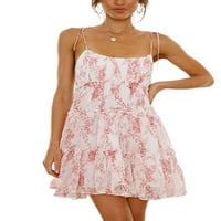 Voguele Dame klizne haljine bez rukava mini haljine špagete kaiševe Ljeto plaže za plažu putni ružičasti