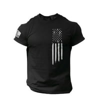 O bluza vrat majica kratki tiskani rukavi zastave muške američke uznemirene muške bluze