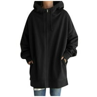 Kaputi za žene Ženska čvrsta boja Uzrok Srednja odjeća Džemper sa zatvaračem s kaputicom s kaputom s