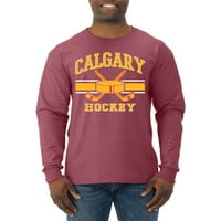 Divlji Bobby Grad Calgary Hockey Fantasy Fan Sports Muška majica dugih rukava, Vintage Heather Crvena,