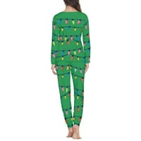 Renewold Moderan ženski pidžamski set Xmas šarenih svjetala dugih rukava pidžamas pantalone sa džepovima