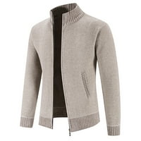 Feesfes muški džemper jakna jesen i zimski štand ovratnik pleteni džemper od pune boje na otvorenom