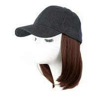 Bejzbol kapa s perikama Pixie Cut Bob kose sintetički kratki šešir za kosu za žene Dark-Brown
