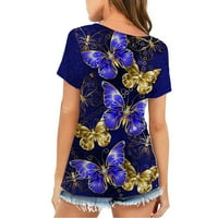 Majice za žene Trendy 3D leptir Print Flowy Slatke duge ženske bluze i vrhovi Dressy Casual Ljeto okrugli