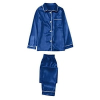 Pajamas roditelj-dječji odjeća za djecu meka i udobna bluza s dugim rukavima i donji loungeweb plavi,