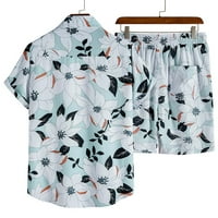Košulje za muškarce tiskane kratke rukave Casual Beach Crewneck Bluuses Kratke hlače Ljetna teretana