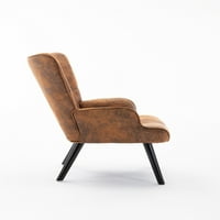 Tkanina od mikrovlakana, moderna udobna stolica sa dizajnom visokih leđa i od punog drveta, tapacirana stolica za dnevnu sobu, kompaktna stolica za slobodno vrijeme za spavaću sobu sa čekaonice igraonica, kafa