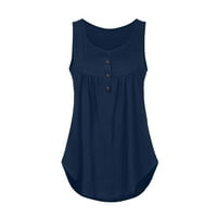 Ženski ljetni vrhovi Henley Solid Peplum casual ženske majice bez rukava mornarice 3xl