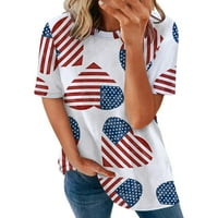 Košulje za žene kratki rukav USA zastava Ispiši casual majice Summer Casaul O izrez Tee vrhovi