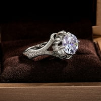 Mnjin Classic Four Prong Cvjetni ženski Bright Diamond Ring Dream Prijedlog dijamantnog prstena za žene Srebrna 8