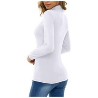 Ženska vrhunska jesen i zimska solidna boja osnovna majica s visokim vratom bijela s
