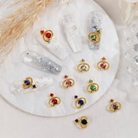 3D sjajni nokti za nokte Multicolor Fau Crystal Legura Planet Nail Charms Nakit Pribor Telefonske kutije