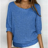 Trendvibe ženski džemperi Ležerne duge s dugim rukavima na vrhu akrilne žene modne casual vrhove čvrste boje Ženske džempere Ženska džemper sa dugim rukavima Lightweight Blue XL