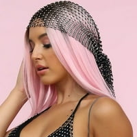 Ženska vruća dijamantna elastična kosa personalizirana ribolovna mreža za glavu karneval karnevalska gaza šeširka Crni medij