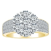 Carat Okrugli oblik Bijeli prirodni dijamantski klaster za angažman vjenčani prsten u 14K čvrsti žuto