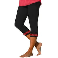 Entyinea gamaše za žene, ženske rastezanje visokog struka joga hlače od ispisane 7 Capri gamaše