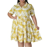 Zunfeo Ljetne haljine za žene plus veličine - Čvrsta boja za plažu Bohemia Comfy casual haljina V izrez