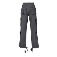 Kakina S Clearence Ženske hlače za ljeto Ženska ulična stil Modni dizajn Sense Multi džepni kombinezon za crtanje elastičnih sportskih hlača sa niskim strukom