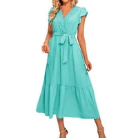 Ležerna haljina mala haljina za žene Žene Ljeto boemske casual waptur V izrez ruffle cap bez rukava