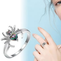 Wozhidaoke prstenovi za ženske prstenove za žene modni umetnuti zeleni prsten dame dame prstena za angažman prsten za rođendanski pokloni za žene
