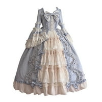 Vremenska modna moda Wothl Vintage Gothic Court Gown Torta suknja čipka za sukobu Haljina Sky Blue,