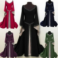 Ženska haljina rendisane rukave plus veličina srednjovjekovna haljina V izrez haljina irska haljina