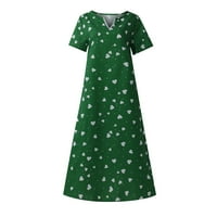 Gotyou ženska casual a-line midi haljina kratki rukav klicanje srca, zelena m