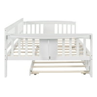 Puna veličina dnevna kreveta s dvostrukim veličinom, potpora drvene škriljevce, bijela