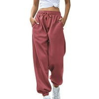 Viikei teretni pantalone za žene teretne pantalone za žene sa džepovima Plus veličine Ženske modne ležerne hlače od solidnih elastičnih struka Duge ravne hlače