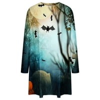 Honeeladyy Cleance pod 10 $ ženska jesenja plus veličina haljina Crewneck Halloween Print dugih rukava