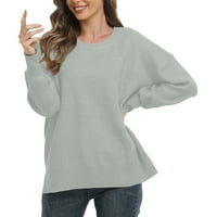 Plus veličine vrhova za žene s dugim rukavima Jednobojna boja Kasnije pulover u obliku vrata