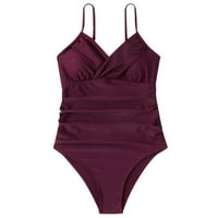 Leey-World Plus Size S kupaonići ženski kupaći kostim ruffle wrap Teksturirani kupaći kostimi za kupaonice Crvena, XL