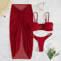 Eashery Bikinis za žene plus veličine Visina struka Womens Bikini Set Red Medium
