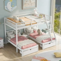Trostruki krevet na drva za djecu, punu preko dva kreveta sa dva kreveta sa dva kreveta sa dva odvojena