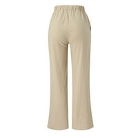 Posteljine zavojne hlače Ležerne prilike pune široke ženske pantalone za ženske pantalone za pantalone