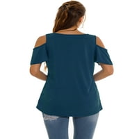 Trowlwalk Dandelion Print Majica za žene Ljeto Basic Tops Kratki rukav V izrez Bluza Ležerne prilike