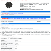 Rezervoar servo upravljača - kompatibilan sa - 1995, - BMW 530i 2006