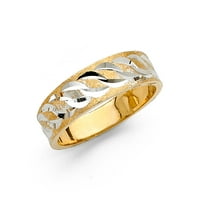 Jewels 14k Gold okrugli kubični cirkonijski bijeli i žuti prsten Dva tonska dijamantska koženje godišnjice