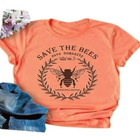 Uhndy plus veličine pčelinje Print ženska majica kratkih rukava narančasta