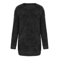 Ženske haljine labavi džemper sa dugim rukavima Crni XXXL