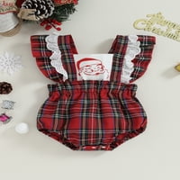 Qinghua novorođenčad dječje djevojke božićni romske mutne rukavice Santa Claus Ispis plairani bod-stočna odjeća crvena 0- mjeseci