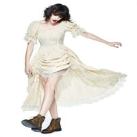 Steampunk haljina s ruffle kratkim rukavima, bež - velika
