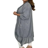 HAITE WOOD Ljetna haljina Čvrsta boja UPS rukav poveryps Ladies Sunderss V izrez dugačka bluza siva