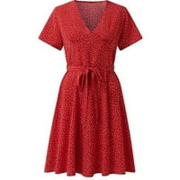 Proljeće za prodaju proljeće Party Fashion Women V-izrez Polka Dot cvjetni print down kratki rukav haljina