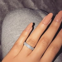 Prsten za žene Modni tri reda Dijamantna polu-dijamantna brava 5- Veličina ženskog prstena