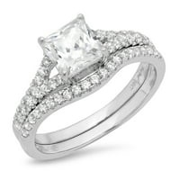 3. CT Princess Cut originalni kultivirani dijamant SI1-si J-K 18K bijeli zlatni angažman za vjenčanje mladenka Dizajnerska prstena BW set w kristalno bočno kamenje veličine 9