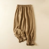 Corduroy pantalone za žene Ženska solidna boja Ležerna književna i umjetnička preporoda kopča od čipke